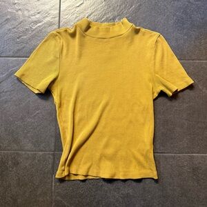 Anthropologie Mock Neck Short Sleeve Ribbed Shirt